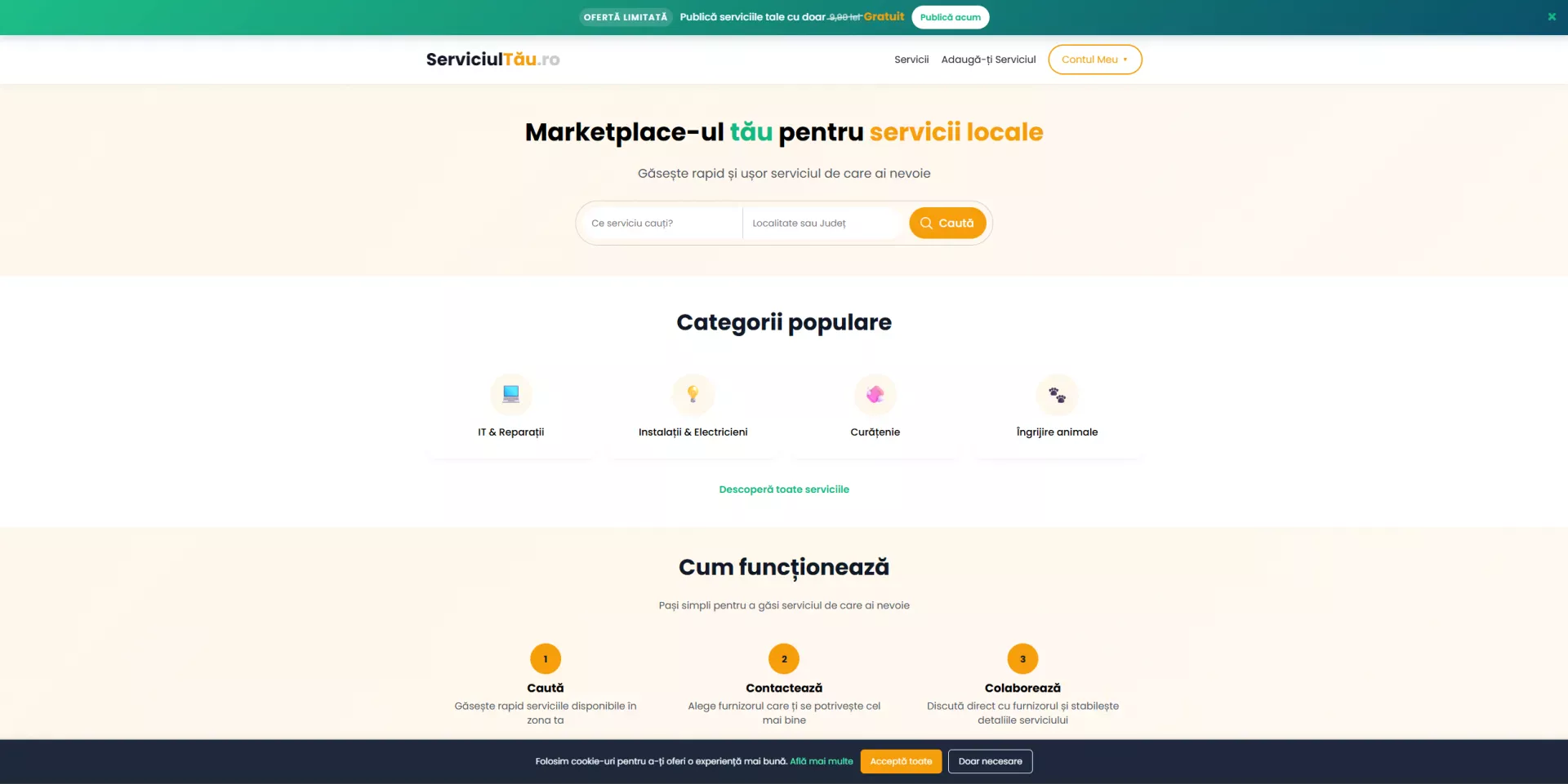 Vând afacere online la cheie - Marketplace servicii complet funcțional