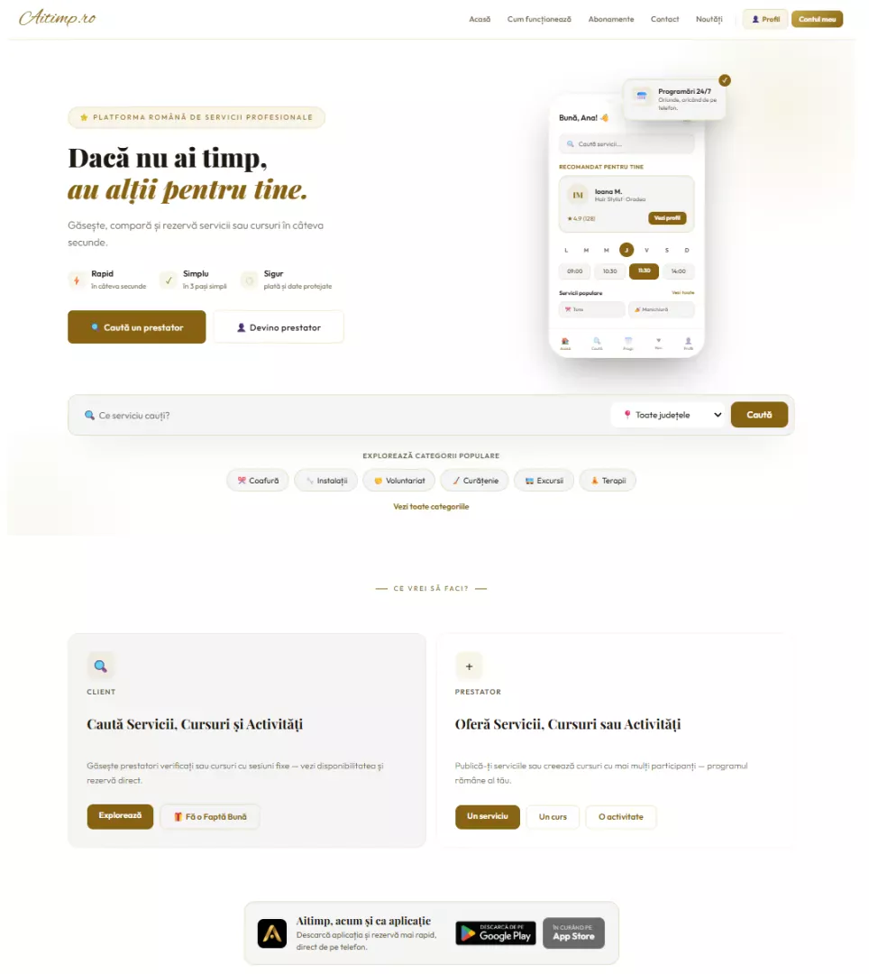 De Vanzare Platoforma Servicii Cursuri Activitati