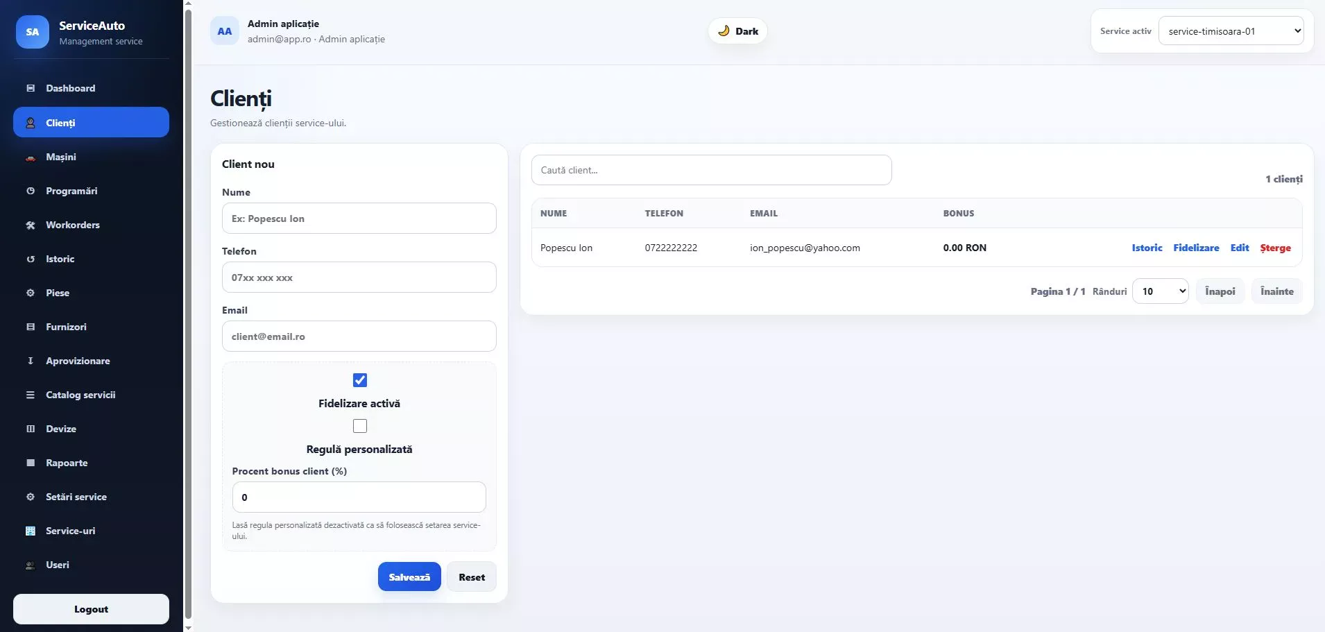 Platformă completă pentru managementul service-urilor auto