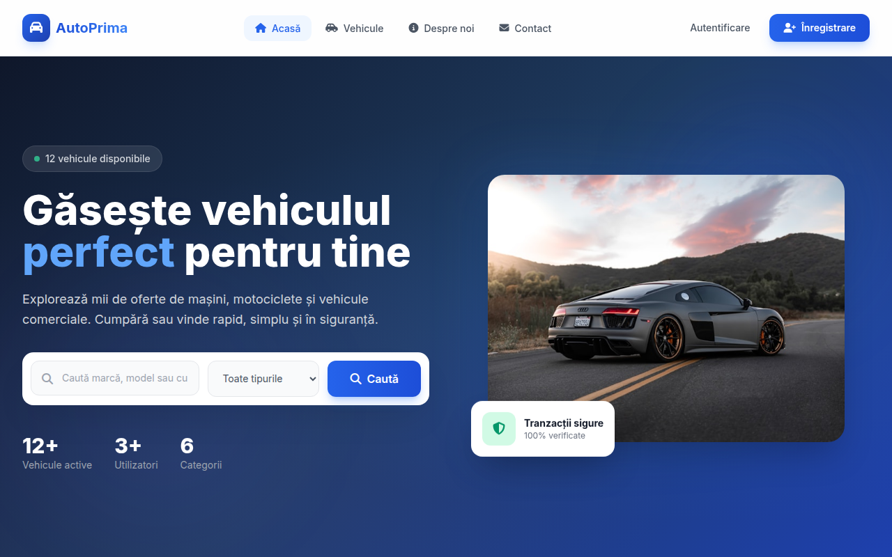 autoprima.ro - Oportunitate Premium în Domeniul Auto (MVP Funcțional)