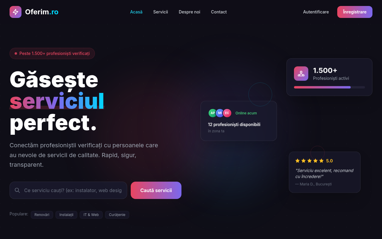 oferim.ro: Domeniu Premium + Aplicație PHP MVP Gata de Lansare